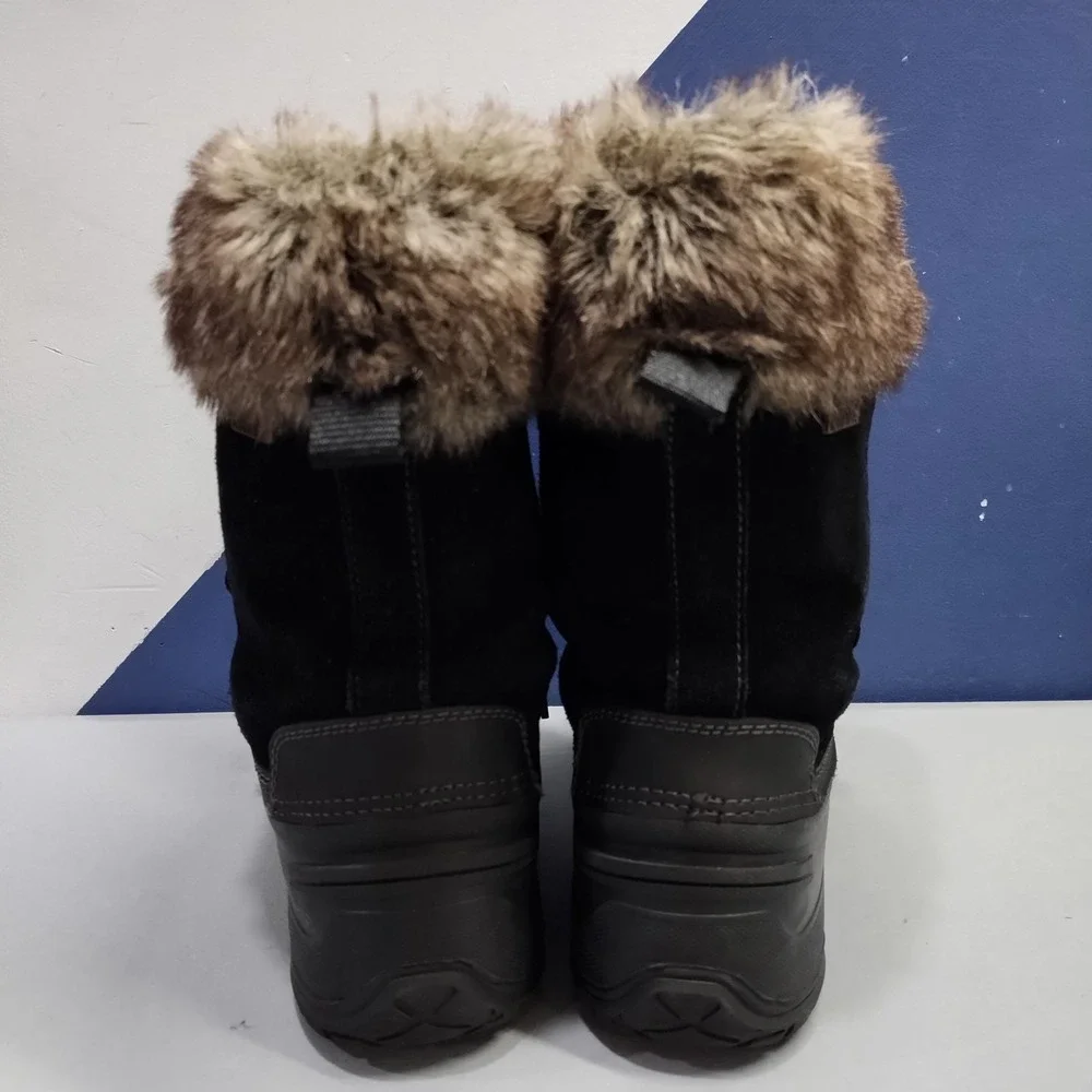 Khombu Slope Winter Boots Womens US 9M Black Faux Fur Lined Waterproof 1056065